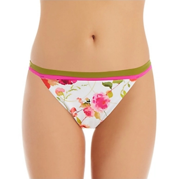 NANETTE LEPORE Silk Blossom-White Classic Swim Top and Bottom, Bathing Suit - Picture 5 of 16